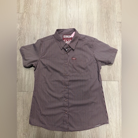 DIXXON BENNY TRIPLE STRIPE WOMEN'S SHORT SLEEVE - MAROON size large - Picture 4 of 10